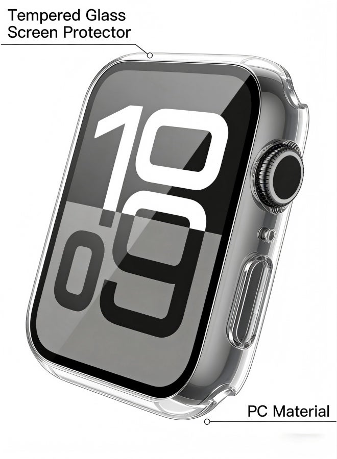 2 Pack Tempered Glass Case Compatible for Apple Watch Series 11 Series 10 42mm, Hard PC Screen Protector Ultra-Thin Lightweight Scratch-Resistant Cover for iWatch, 1 Black + 1 Transparent - Image 4